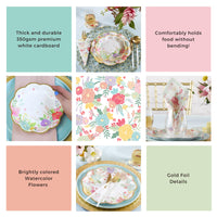 Garden Blooms 62 Piece Party Tableware Set (16 Guests)