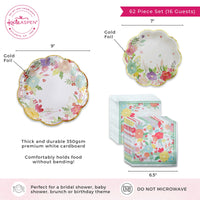 Garden Blooms 62 Piece Party Tableware Set (16 Guests)