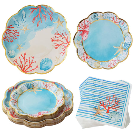 Beach Party Tableware Set - 7” Plate (set of 16), 9” Plate (set of 16), and Napkin (set of 30) Main Image, Kate Aspen | Tableware