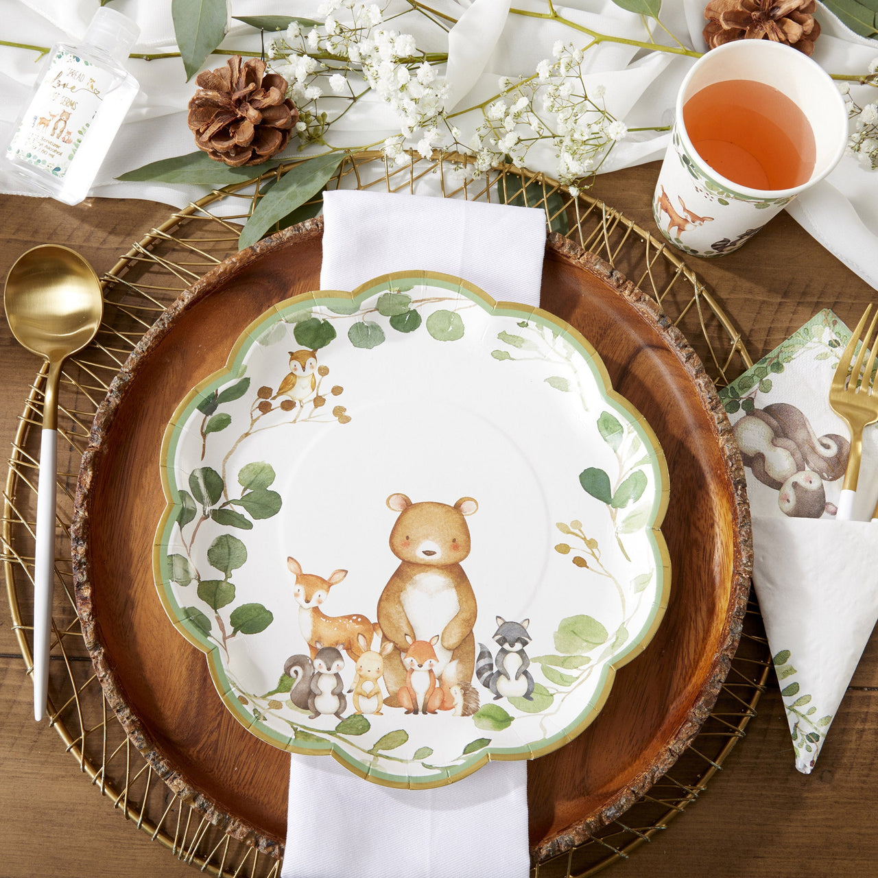 Woodland Baby 78 Piece Party Tableware Set - (16 Guests) Alternate Image 2 Kate Aspen | Tableware