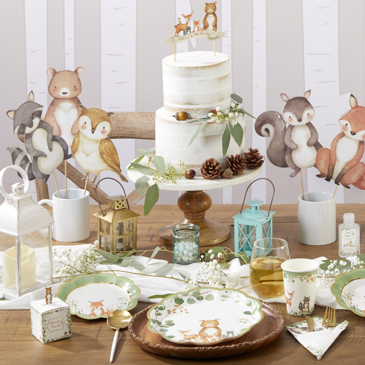 Woodland Baby 78 Piece Party Tableware Set - (16 Guests) Alternate Image 7 Kate Aspen | Tableware