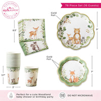 Woodland Baby 78 Piece Party Tableware Set - (16 Guests) Alternate Image 6 Kate Aspen | Tableware
