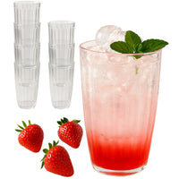 21 oz Ribbed Acrylic Clear Cups, Set of 8
