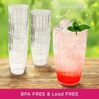 21 oz Ribbed Acrylic Clear Cups, Set of 8