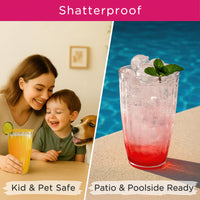 21 oz Ribbed Acrylic Clear Cups, Set of 8