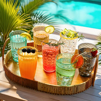 21 oz Ribbed Acrylic Clear Cups, Set of 8