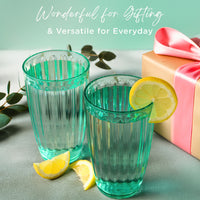 21 oz Ribbed Teal Acrylic Cups, Set of 8