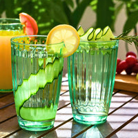 21 oz Ribbed Teal Acrylic Cups, Set of 8