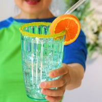 21 oz Ribbed Teal Acrylic Cups, Set of 8