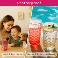 19 oz Clear Acrylic Hobnail Bubble Cups, Set of 8