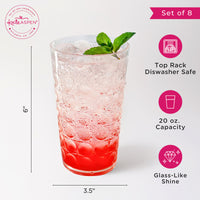 19 oz Clear Acrylic Hobnail Bubble Cups, Set of 8