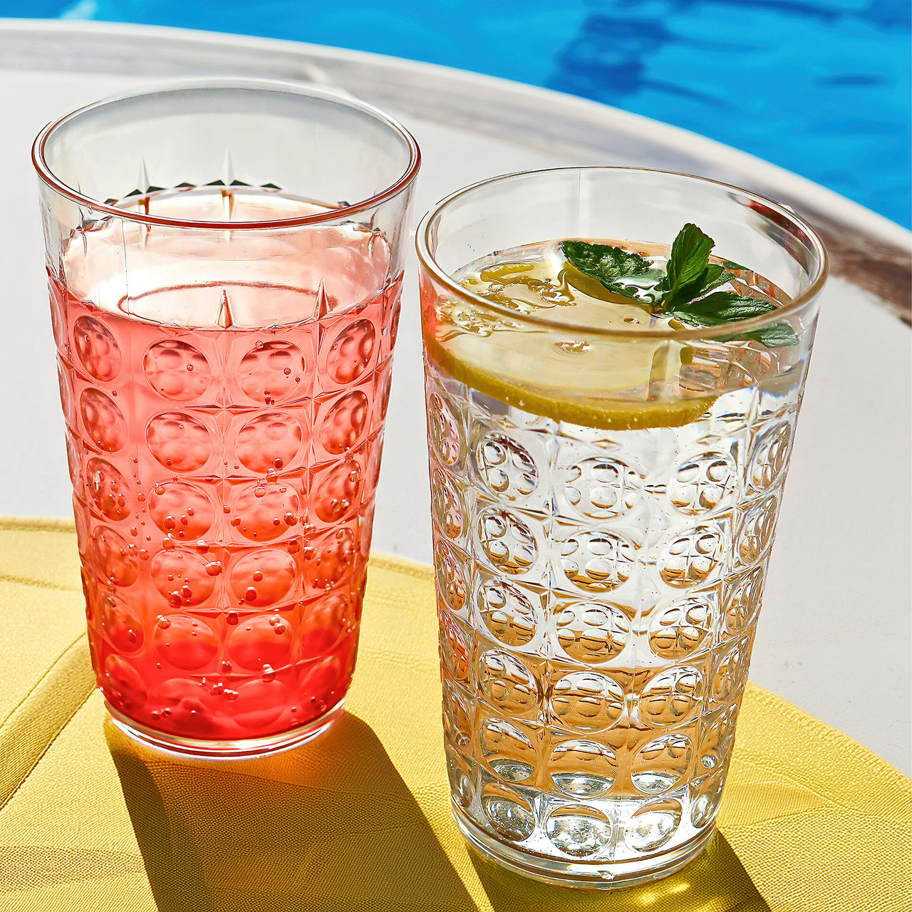 19 oz Clear Acrylic Hobnail Bubble Cups, Set of 8