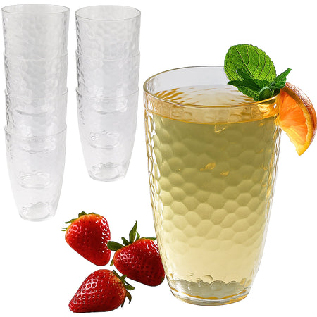 23 oz Hammered Acrylic Clear Cups, Set of 8