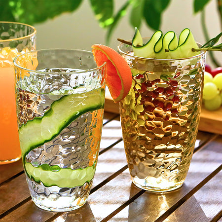 23 oz Hammered Acrylic Clear Cups, Set of 8
