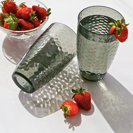 23 oz Smoke Grey Hammered Acrylic Cups, Set of 8