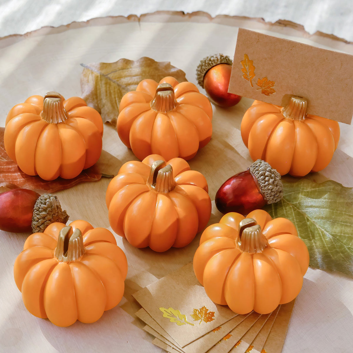 Orange Pumpkin Place Card Holder (Set of 6) | Kate Aspen