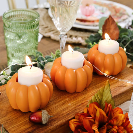 2-in-1 Pumpkin Tealight/Candlestick Holder (Set of 6) - Orange | Kate Aspen | Alt Image 2