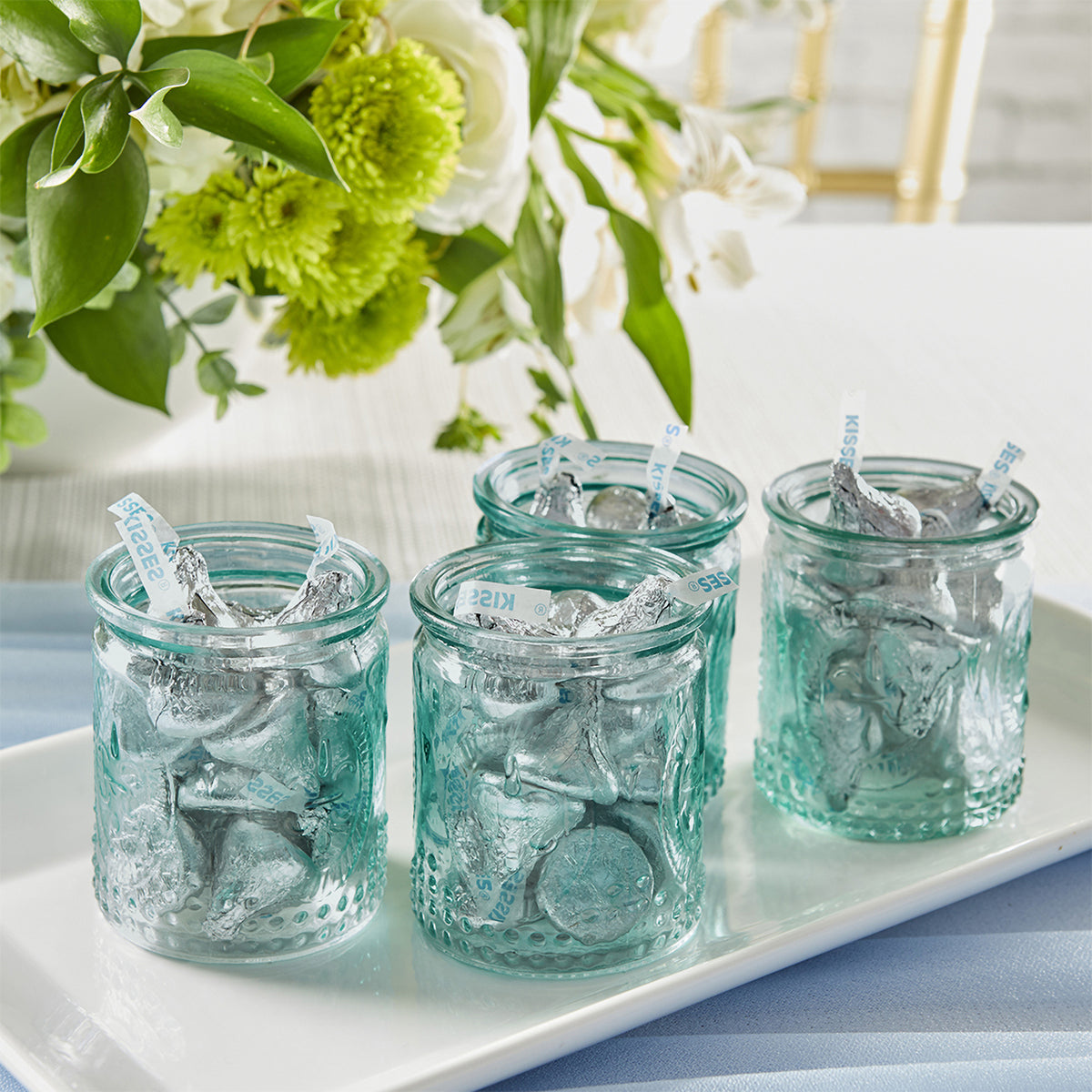 Vintage Blue Glass Tea Light Holder (Set of 8) | Kate Aspen display picture 1