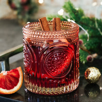 10 oz. Ribbed Retro Arch Floral Rose Gold Drinking Glasses (Set of 6)