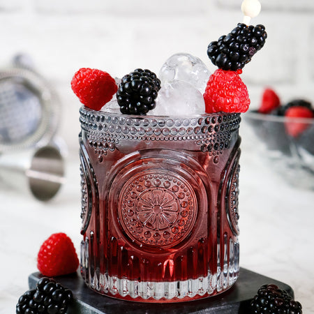10 oz. Ribbed Retro Arch Floral Smoke Grey Drinking Glasses (Set of 6)