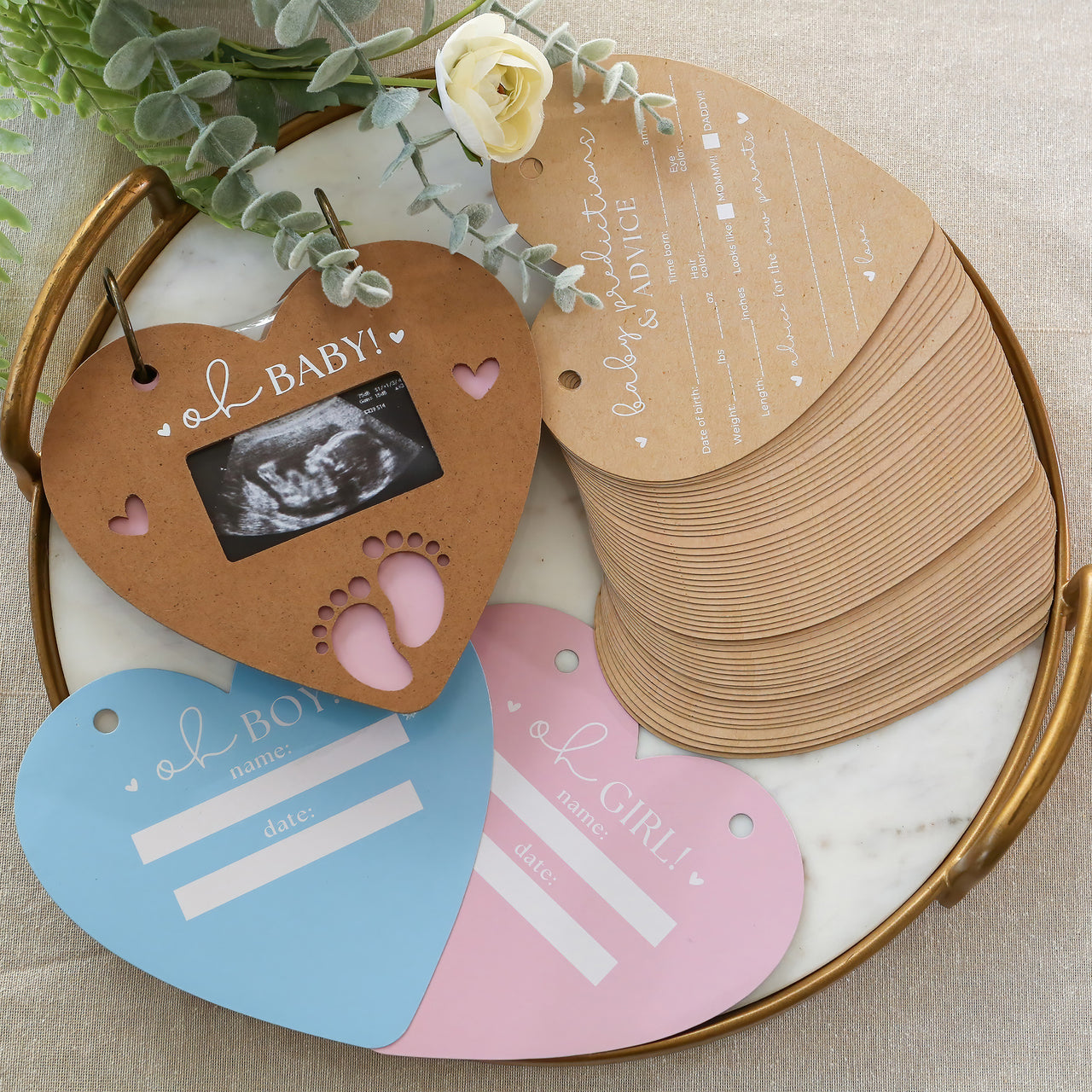 Baby Shower Prediction Advice Card Keepsake Book - Kraft Heart Shape