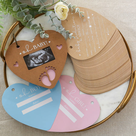 Baby Shower Prediction Advice Card Keepsake Book - Kraft Heart Shape