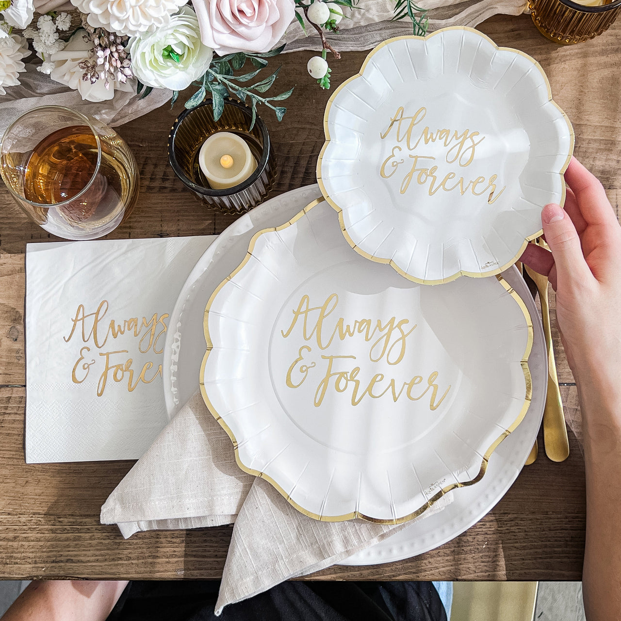Always & Forever 72 Piece Party Tableware Set (24 Guests) Alternate Image 5, Kate Aspen | Party Kit