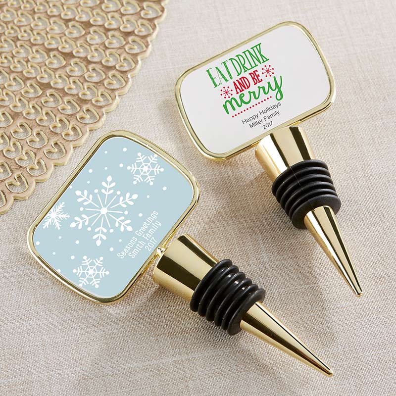 Personalized Gold Bottle Stopper - Holiday Main Image, Kate Aspen | Bottle Stoppers