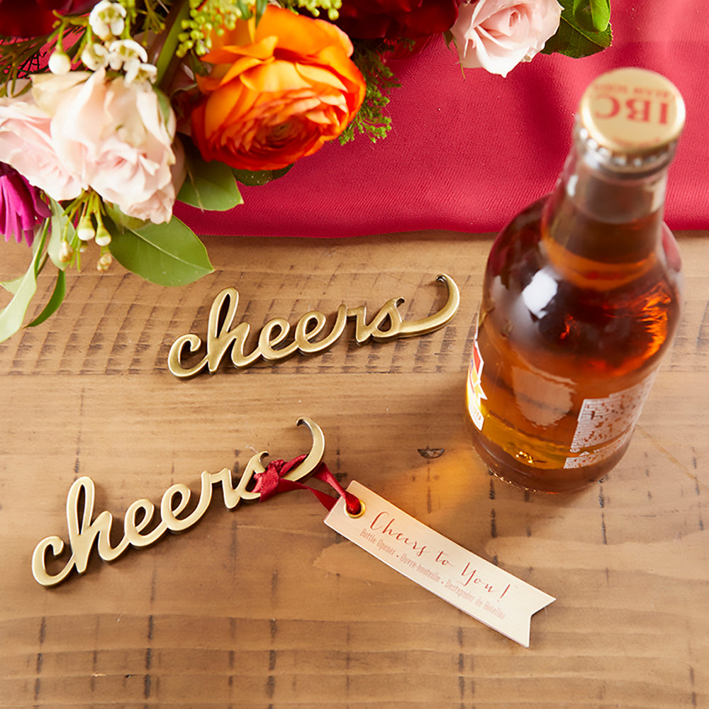 Cheers Antique Gold Bottle Opener Main Image, Kate Aspen | Bottle Openers