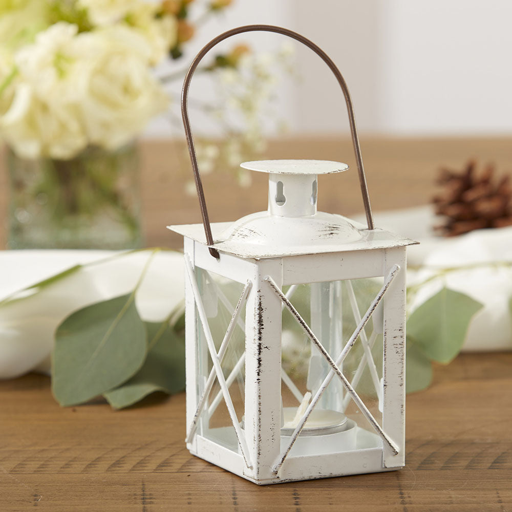 Luminous Distressed White Mini-Lantern Tea Light Holder Alternate Image 4, Kate Aspen | Lanterns