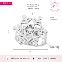 Thumbnail for Sparkling Snowflake Napkin Ring (Set of 4) Alternate Image 6, Kate Aspen | Napkin Ring