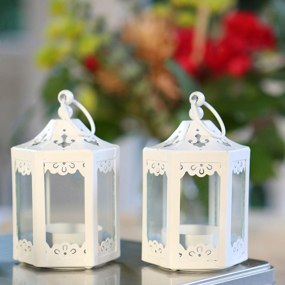 White Hexagon Mini Lantern (Set of 6) Alternate Image 4, Kate Aspen | Lanterns