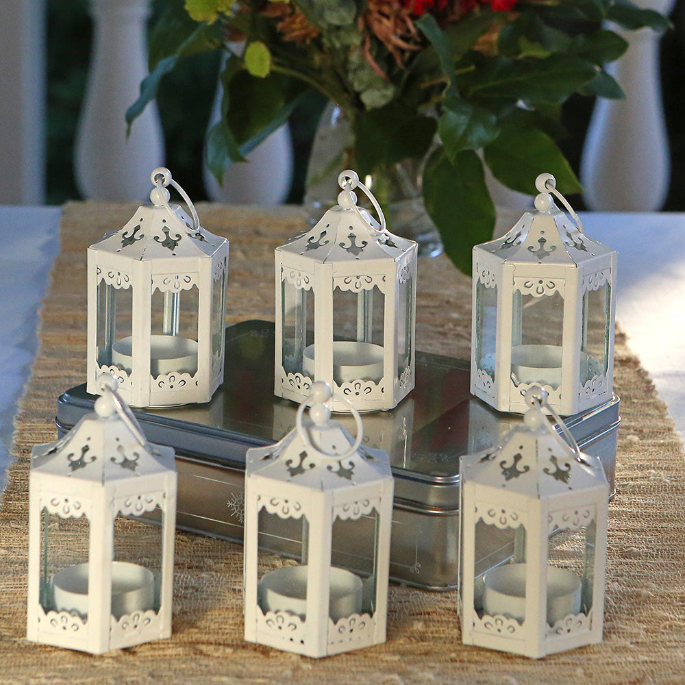 White Hexagon Mini Lantern (Set of 6) Alternate Image 5, Kate Aspen | Lanterns