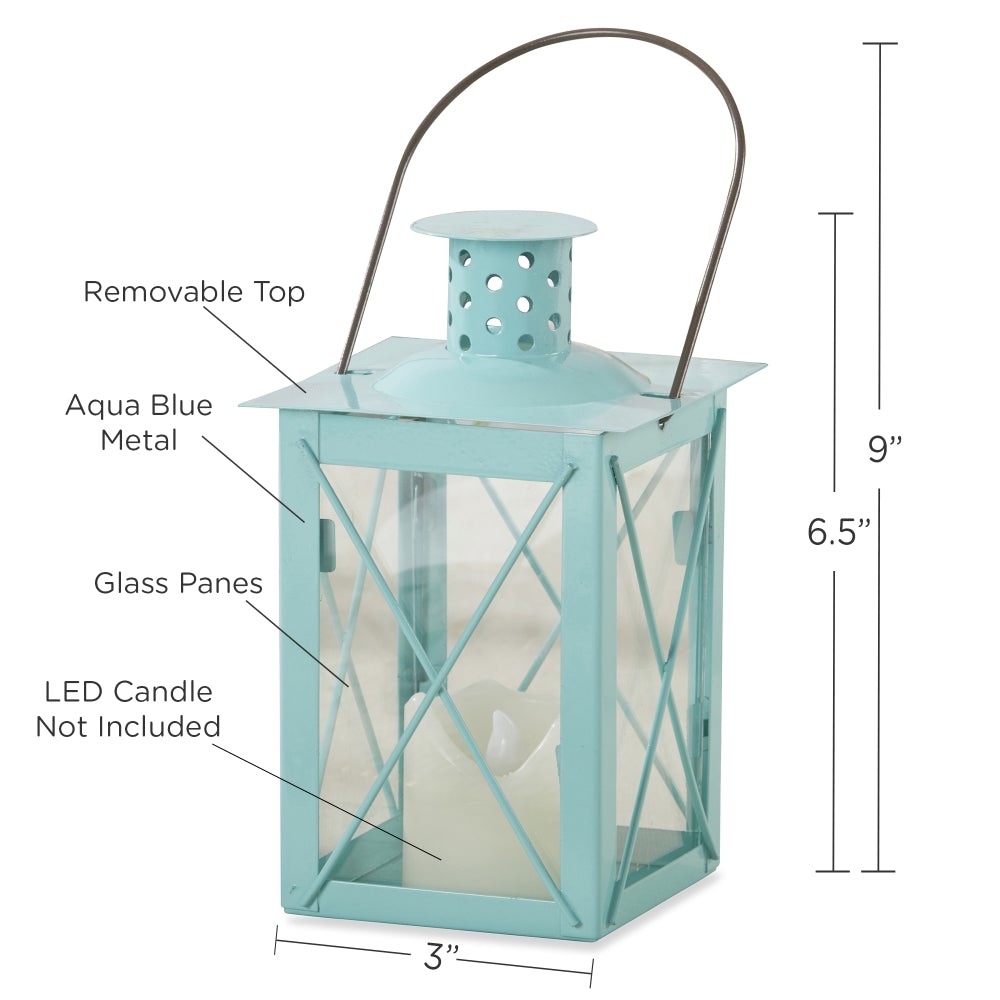 Luminous Blue Lantern Tea Light Holder - Medium Alternate Image 6, Kate Aspen | Lantern