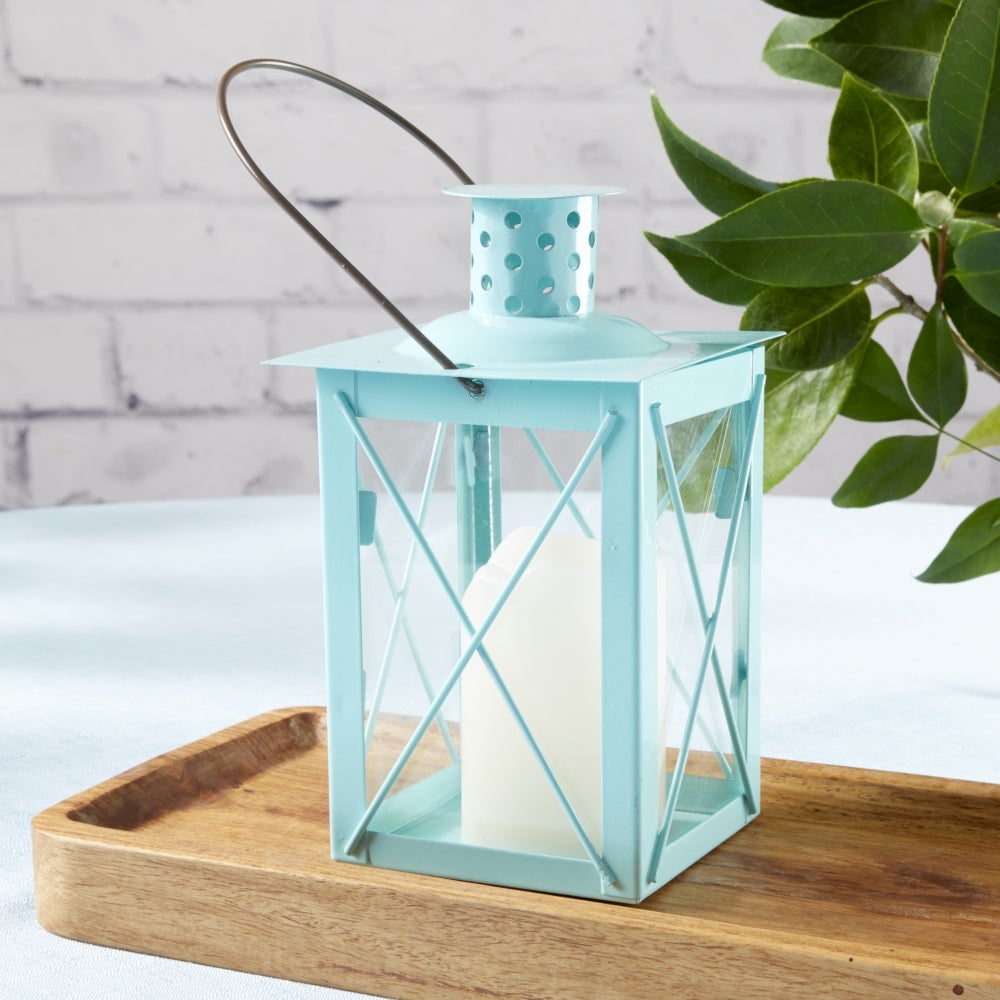 Luminous Blue Lantern Tea Light Holder - Medium Alternate Image 7, Kate Aspen | Lantern