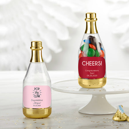 Personalized Gold Metallic Champagne Bottle Favor Container - Celebration (Set of 12) Main Image, Kate Aspen | Favor Container