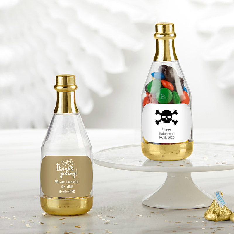 Personalized Gold Metallic Champagne Bottle Favor Container - Holiday (Set of 12) Alternate Image 2, Kate Aspen | Favor Container