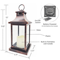 Thumbnail for LED Vintage Decorative Copper Lantern - Hampton Alternate Image 6, Kate Aspen | Lanterns