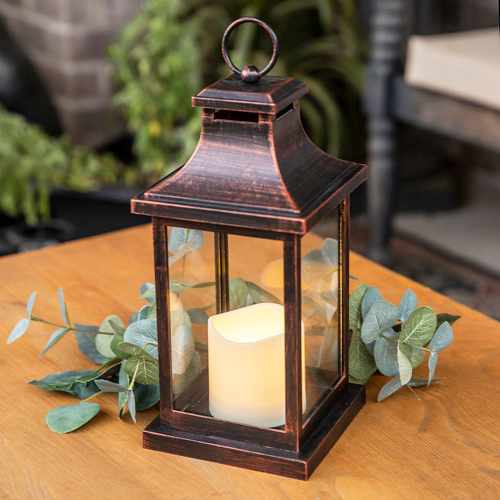 LED Vintage Decorative Copper Lantern - Hampton Alternate Image 7, Kate Aspen | Lanterns