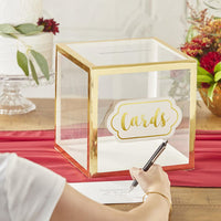 Thumbnail for Gold Frame Collapsible Acrylic Card Box Alternate Image 2, Kate Aspen | Card Box