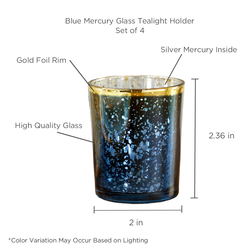 Blue Mercury Glass Tea Light Holder (Set of 4) Alternate Image 3, Kate Aspen | Candles & Votives