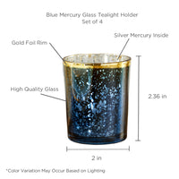 Thumbnail for Blue Mercury Glass Tea Light Holder (Set of 4) Alternate Image 3, Kate Aspen | Candles & Votives