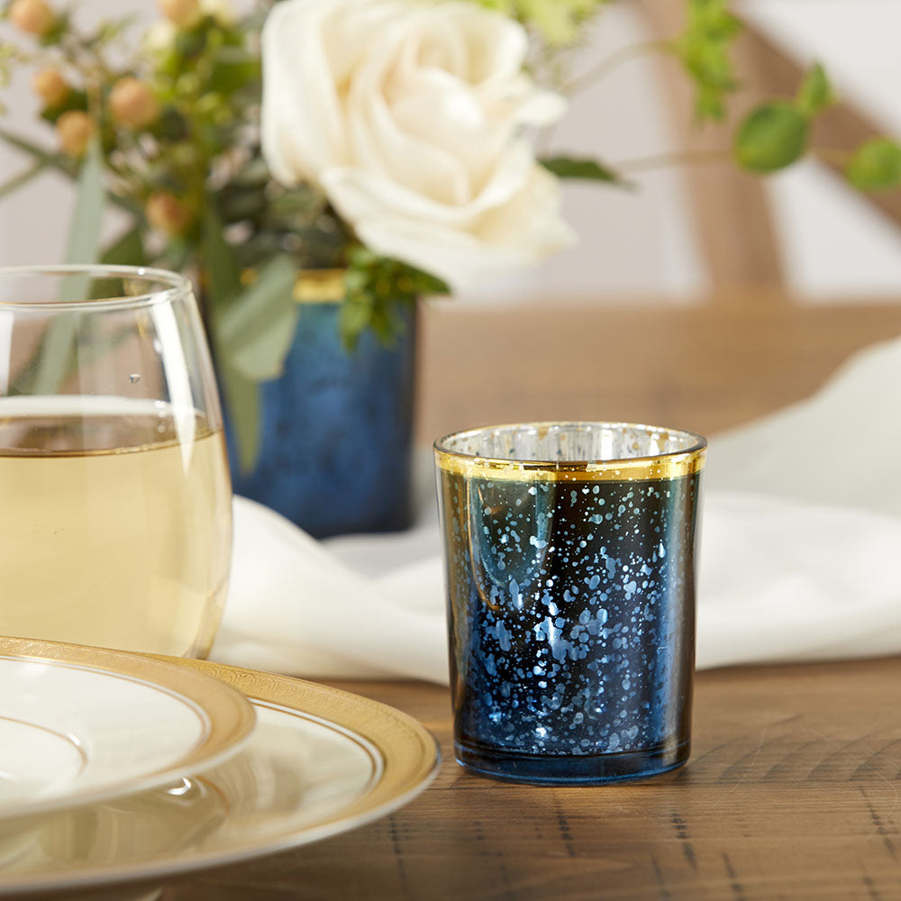 Blue Mercury Glass Tea Light Holder (Set of 4) Main Image, Kate Aspen | Candles & Votives