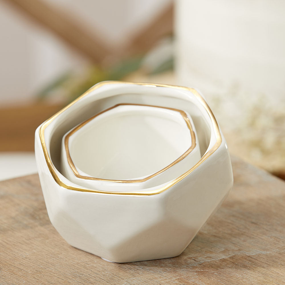Geometric Ceramic Planter - Small & Medium (Set of 2) Alternate Image 2, Kate Aspen | Gifts for the Home