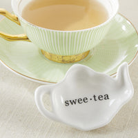 Thumbnail for Swee-Tea Ceramic Tea-Bag Caddy in Black & White Serving-Tray Gift Box - Set of 4 Alternate Image 3, Kate Aspen | Tea-Bag Caddy