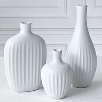 Thumbnail for White Textured Ceramic Minimalist Vase (Set of 3) Main Image, Kate Aspen | Vase