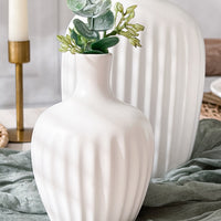 Thumbnail for White Textured Ceramic Minimalist Vase (Set of 3) Alternate Image 4, Kate Aspen | Vase
