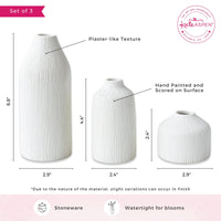 Thumbnail for Boho Ceramic Bud Vase - White (Set of 3) Alternate Image 6, Kate Aspen | Vase