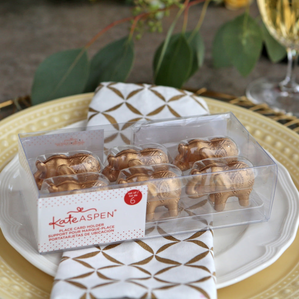Gold Lucky Elephant Place Card Holder (Set of 6) Alternate Image 3, Kate Aspen | Place Card Holders & Frames