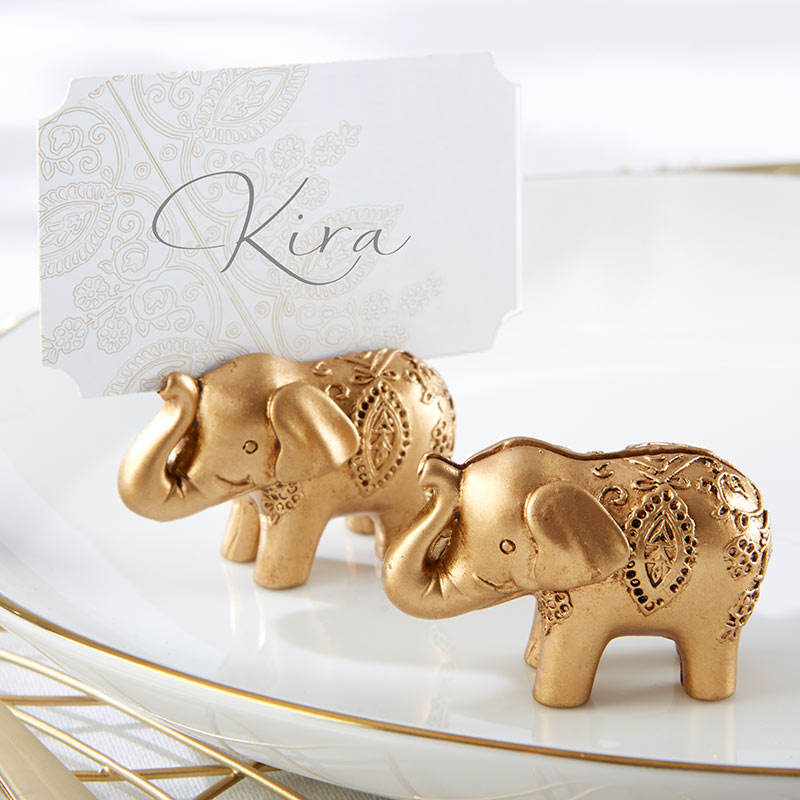 Gold Lucky Elephant Place Card Holder (Set of 6) Main Image, Kate Aspen | Place Card Holders & Frames